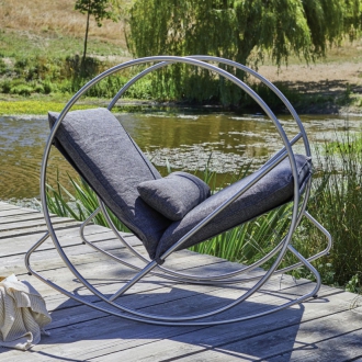 Visuel - ROCKING CHAIR DE JARDIN CAPRERA EN TEXTILèNE ET INOX - GRIS